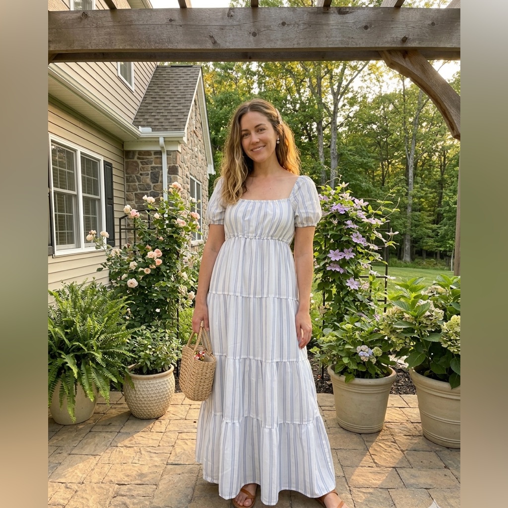 Elegant Striped Maxi Dress Nwot